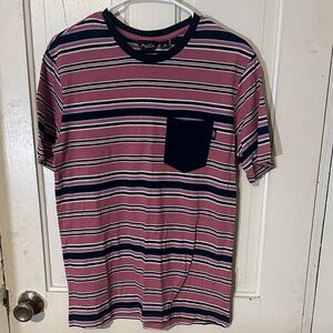 Forever 21 Men's Pink Striped Short Sleeve Shirt
